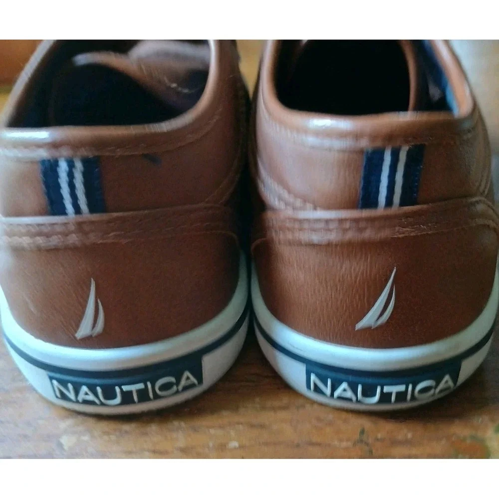 Nautica Boys Moulouya Brown Leather Casual Shoes‎ Sneakers Size 3